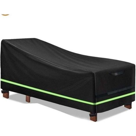 Housse de chaise longue en bois Oxford 420D, 65 x 95 x 155 cm, anti-poussière, protège du soleil, du vent, de la pluie, de la neige et d'autres éléments (noir)-Crezuo (1/4)