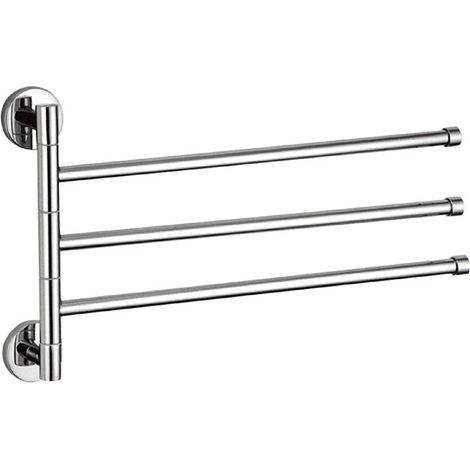 Porta Asciugamani a Parete da Bagno 3 Bracci in Acciaio Fissaggio con Viti o Senza Viti con Mastice Colla arredo Bagno (1/3)