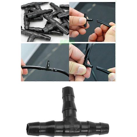 Raccords en T pour tuyau d'arrosage, compatibles avec l'irrigation goutte à goutte (200 pièces), noirs (1/5)