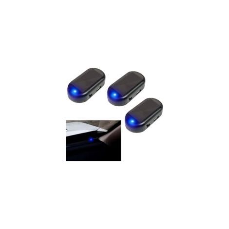 3 luci di allarme per auto, allarme solare per auto, luci di allarme simulate, luce di allarme antifurto, luce lampeggiante di avviso di sicurezza solare antifurto (blu) - Crezuo