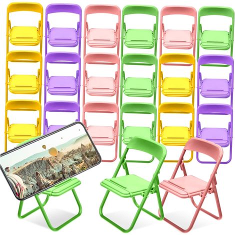 20pièces Support De Téléphone Mini Chaise Multicolores Support De Bureau Décor Créatif pour Maison Et Bureau (1/5)