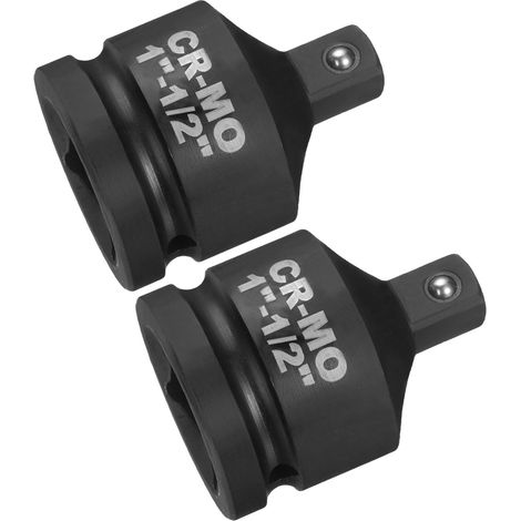 2pcs Adaptateur De Douille À Choc 1" Femelle Vers 1/2" Mâle Réducteur D'Entraînement Carré Standard SAE Acier CR-MO Convertisseur Clé À Choc Cliquet Barre De Rupture, Noir (1/5)