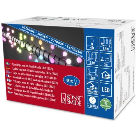 LED Globelichterk.,Farbwechsel 40 RGB LED,Außen,schw.K.