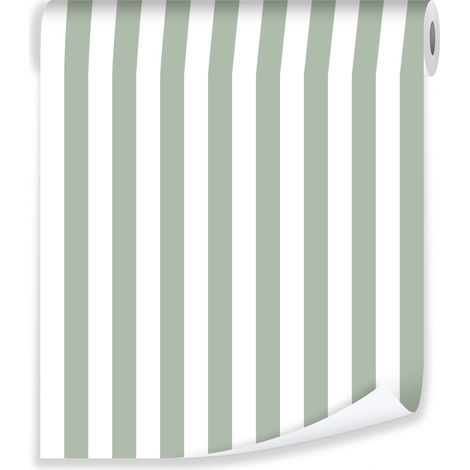 Papier peint vert rayures scandinave sur Papier peint molletonné salon chambre coucher