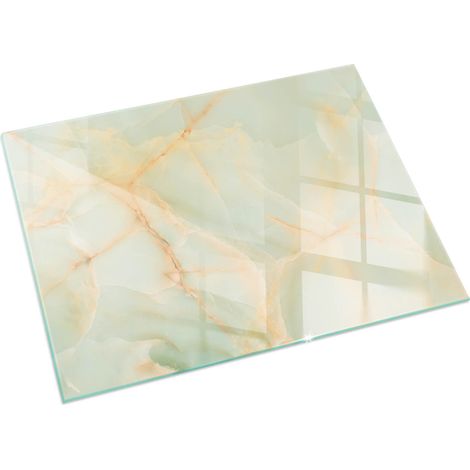 Plaque Rectangulaire en verre trempé de sol décorative de sol avec impression sous cheminée Motif marbré abstrait 60x40 cm (1/5)