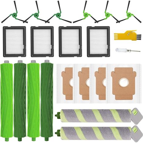 Accessoires pour aspirateur robot iRobot Roomba Max 705 Combo/706 Combo Pièces de rechange 2 jeux de brosses à rouleau, 4 filtres, 6 brosses latérales, 2 serpillières à rouleau, 4 sacs (1/5)