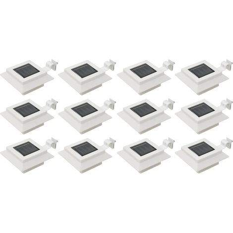 Set di 12 lampade solari a LED quadrate illuminazione per esterni 12 x 6,5 cm in plastica bianca 020046379