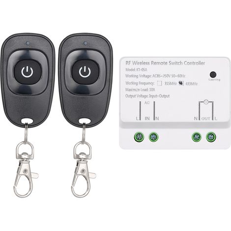 Módulo de control remoto universal inalámbrico AC85-250 V de 433 MHz (1 canal) con 1 o 2 transmisores RF (ref. 1527) para el hogar conectado. (1/5)