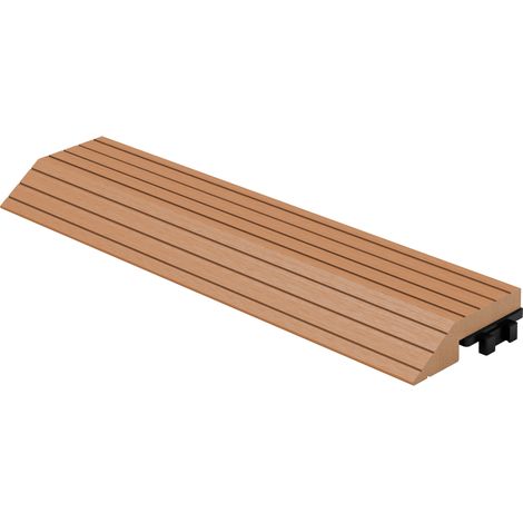 ML-Design Profilo di Chiusura Dritto in WPC 30x2x7,5 cm Marrone Chiaro – Bordo per Pavimenti Esterni Effetto Legno con Drenaggio Struttura di Supporto Sistema a Incastro Antiscivolo