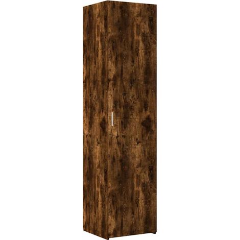 Buffet haut  Meuble de rangement chêne fumé 45x42,5x185 cm bois d'ingénierie (1/5)