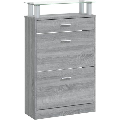 Scarpiera scarpiera mobile portaoggetti ingresso corridoio soggiorno Sonoma 63 x 24 x 104 cm multistrato grigio 020022085