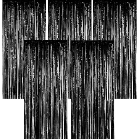 5 Pièces Rideau Métallique, Franges Aluminium Noir, Décoration Mur Fenêtre, Fête Mariage Anniversaire (1/5)