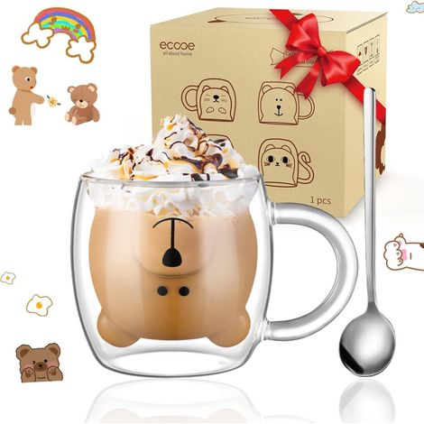 Doppelwandige Bär Gläser 280ml Kaffeeglas Teegläser Geschenke Kinder (1/5)
