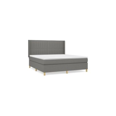Sommier à lattes de lit avec matelas Gris foncé 180x200 Tissu (1/5)