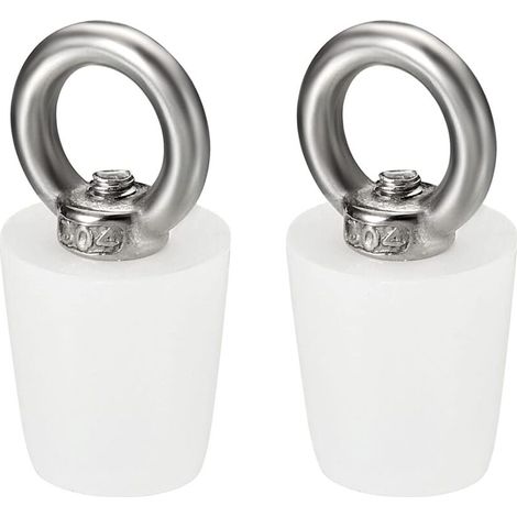 Bouchon Conique Bouchon en Caoutchouc de Silicone 17mm à 23mm Bouchon de Baignoire Solide avec Anneau pour Tubes à Essai, Conduite d'Eau, Trou de Drainage, Blanc 2 Pièces