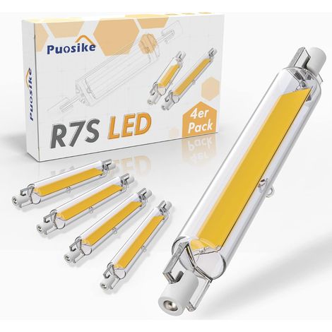Ampoule LED R7S 118 mm, dimmable, 1200 lm, 20 W, blanc chaud 3200 K, remplace les ampoules halogènes J7S 180-200 W, LED COB R7S à éclairage linéaire haute intensité, faisceau à 360°. (1/5)