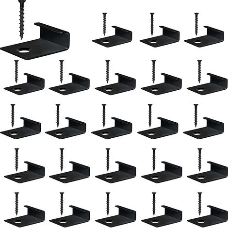 50 pièces Clips de fixation WPC, clips de démarrage cachés pour terrasse, clips de démarreur cachés en acier inoxydable avec vis auto-perceuse (Noir, 10 mm) (1/5)