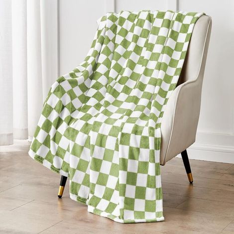 Green plaid blanket, ultra-soft plaid fleece blanket for sofa, bed, and travel, luxury throw for all seasons, 127 x 152.4 cm, green (1/5)