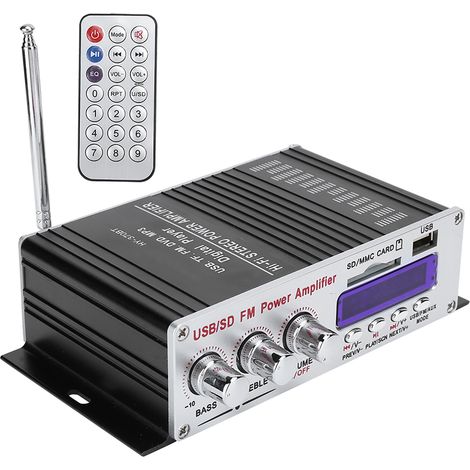 Amplificateur Audio Bluetooth HIFI Stéréo pour Voiture avec Lecteur FM Numérique et Télécommande