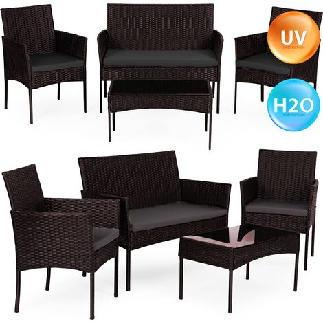 Rattan Garden Furniture Set for 4 with Table & Cushions