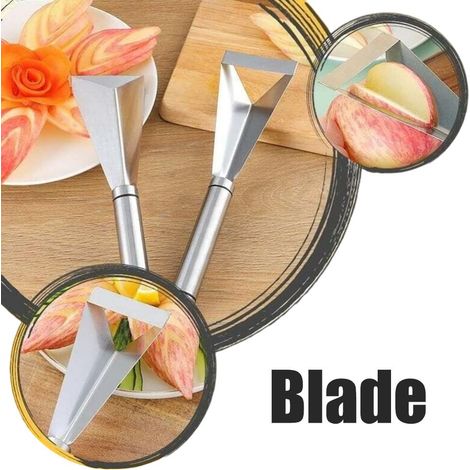 Couteau de Découpe en Triangle pour Fruits et Légumes en Acier Inoxydable - Outil de Sculpture Durable pour Décorations d'Assiettes DIY (1/5)