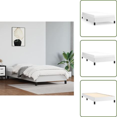 Cadre de lit sans matelas blanc 90x200 cm similicuir - Cadre De Lit - Lit Double - Lit Blanc - Similicuir - Meuble Chambre (1/5)