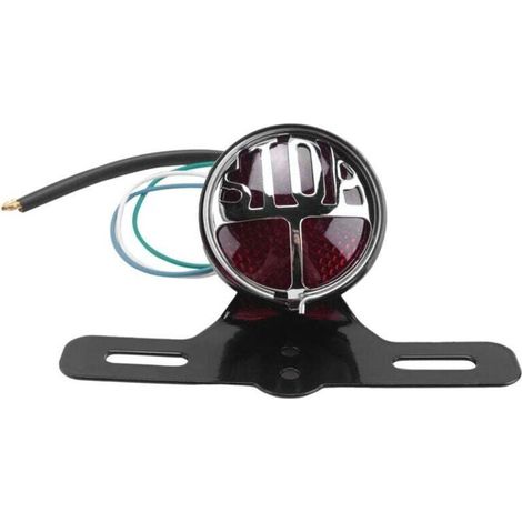 Support de Plaque D Immatriculation Moto Rétro avec Feu Stop Arrière pour Chopper (1/4)