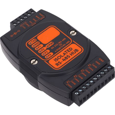 Convertisseur industriel isolé 1 voie RS232/RS485 vers 4 voies RS485, protection contre la foudre, pour rail DIN 35 mm (1/5)