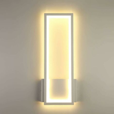 Applique Murale Interieur, 16W Lampe Murale LED Moderne, Rectangle Appliques LED Interieur Acrylique pour Salon Chambre Escalier Couloir, Blanc Chaud 3000K, Blanc (1/5)