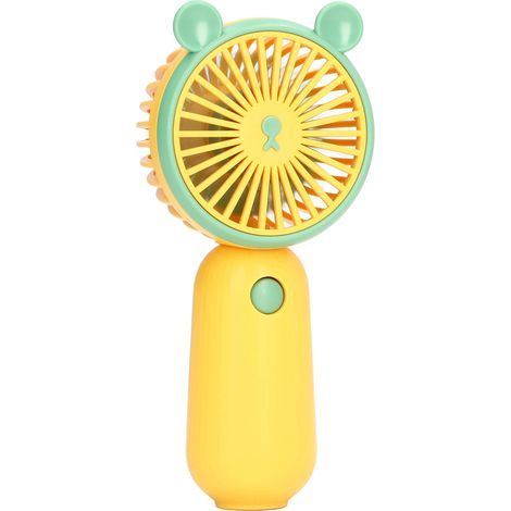 Ventilateur portatif mignon en forme d'ours, rechargeable par USB, alimenté par batterie, poignée ergonomique, mini ventilateur adapté aux voyages et à une utilisation à domicile. (1/5)
