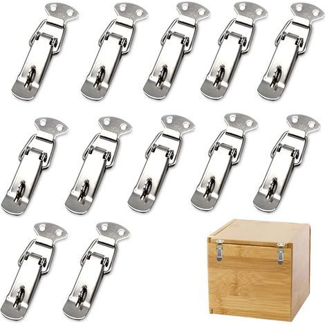 12 Pièces Fermeture à Levier Loquet à Ressort,Fermoir à Bascule Acier Inoxydable,Loquet Bascule en Acier Inoxydabl,Loquet à Bascule Pour Boîte, Armoire, Coffre à Outils,Trousse médical (Avec serrure) (1/5)