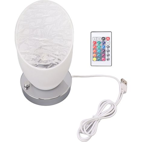 Lampe de chevet LED RGB Acrylique 16 couleurs effet vague rotative télécommande tactile USB design moderne ambiance romantique (1/5)