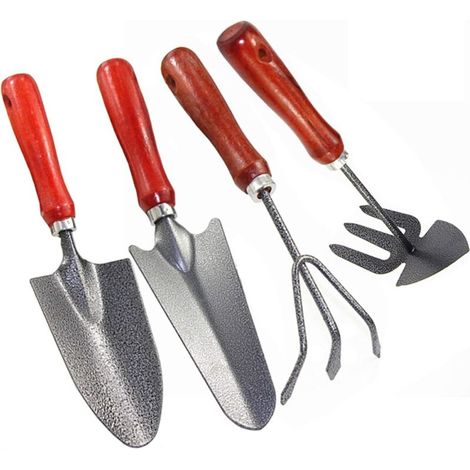 Kits d'outils de Jardinage, 4 pcs Transplantation Succulente Outils Mini Outils Bonsaï, kit Outil Jardinage Interieur avec Mini râteaux Pelle et bêche for Garden et Home (1/5)
