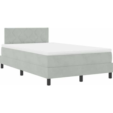 Maison Exclusive - Lit à ressort LED avec matelas Gris clair 120 x 200 cm Velours