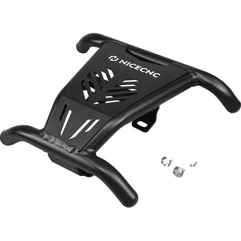 Parachoques delantero y trasero para ATV, fabricados en aluminio resistente, diseño agresivo, color negro. (1/2)