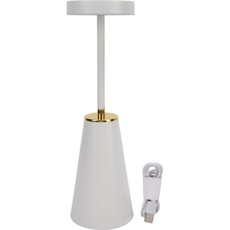 Lampe de table sans fil, rechargeable, à commande tactile, intensité variable sans palier, LED portable, pour maison, salon, couleur blanche