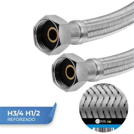 Tuyaux ultra-renforcés de 25 cm en acier inoxydable, EPDM non toxique, laiton nickelé, lot de 10 unités
