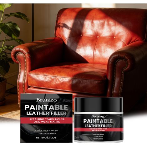 Produit de remplissage pour cuir, nettoyant, rénovateur, détachant, lustrant et pour l'entretien quotidien du cuir – 60 g (1/5)