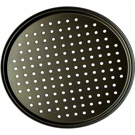 Punch Pizza Pan Acier Au Carbone Plat Four Perforé Multi-Usages Plaque à Pizzac Anti-adhérent Plaques à Pizza Utilisée pour Pâtisserie, La Pizza, Le Gâteau, Les Sandwichs, Saucisse, Galettes (1/5)