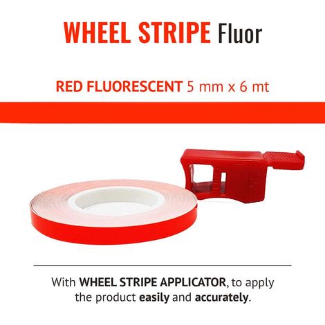 Wheel Stripe Fluo 5 mm con Applicatore - Colore: ROSSO FLUO