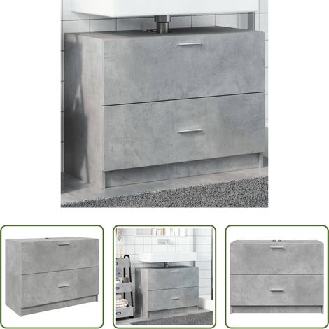 vidaXL Bois d'ingénierie - Armoire d'évier gris béton 78x37x59 cm Bois d'ingénierie (1/5)