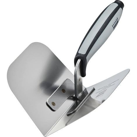 - Cazzuola angolare - Accessorio per muratura - Finitura angoli interni - Acciaio inox - Per intonaco e rivestimento - Argento - 20x8cm