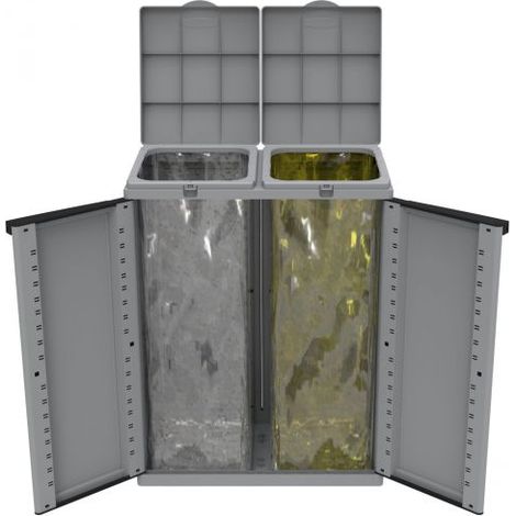 Contenitori per raccolta differeziata Terry Ecocab Grigio 2 Posti Lt. 110X2