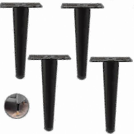 Un ensemble de 4 pieds de meubles en métal, compatibles avec les canapés, les tables, les armoires et les tables de chevet, design moderne en ligne droite, 25-26 pouces de haut, noir (25 cm). (1/5)