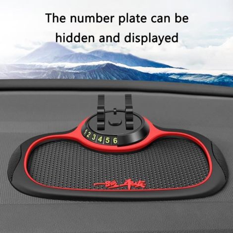 1 Tapis antidérapant, Support téléphone rotatif 360°, Cache numéro temporaire, Tableau de bord voiture (1/4)