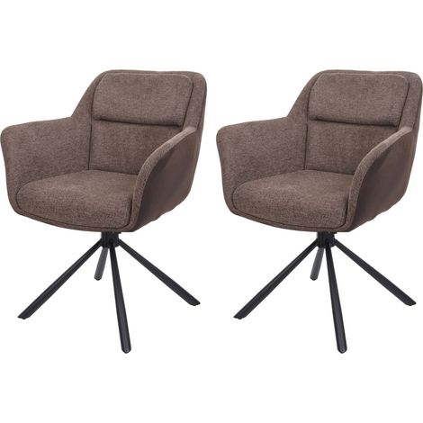 2er-Set Esszimmerstuhl HHG-659, Küchenstuhl Stuhl, drehbar Auto-Position, Stoff MVG Kunstleder, braun-dunkelbraun