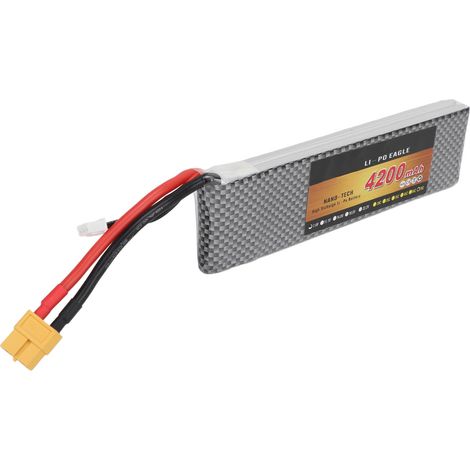 Batterie lithium de remplacement 7,4 V 4200 mAh 70C 3S avec connecteur XT60 pour voiture, drone et hélicoptère radiocommandés à l'échelle 1/10. (1/5)