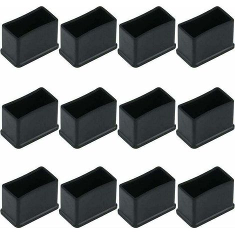 Lot de 12 embouts rectangulaires en feutre et caoutchouc – Pour pieds de meubles – Dimensions : 15 x 30 mm – Noir (1/4)
