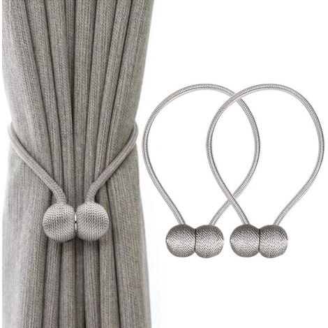Magnetische Gardinenhalter, geflochtene magnetische Gardinenhalter, Schlaufen-Gardinenhalter (Grau) (1/4)