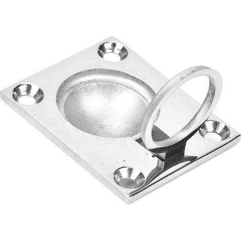 Quadratischer Bodengriff für Boote, Edelstahl, bündiger Hebering, 48 x 38 mm (1/5)